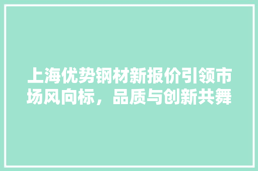 上海优势钢材新报价引领市场风向标，品质与创新共舞