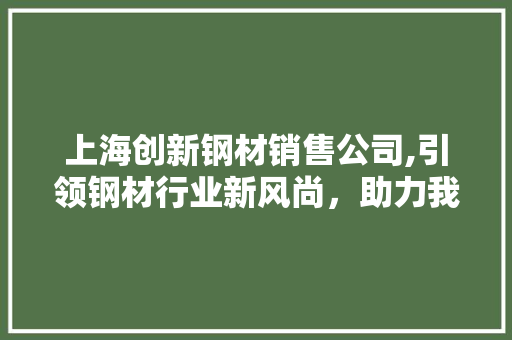 上海创新钢材销售公司,引领钢材行业新风尚，助力我国建筑产业腾飞