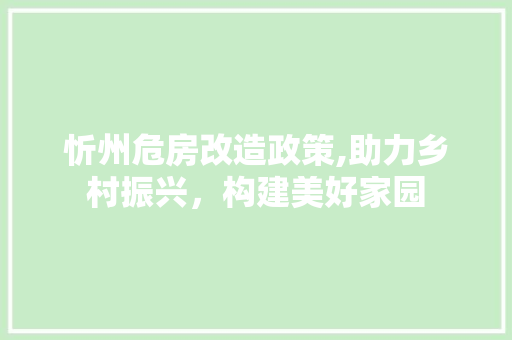 忻州危房改造政策,助力乡村振兴,构建美好家园 墙面装饰 忻州危房改造政策,助力乡村振兴,构建美好家园 墙面装饰