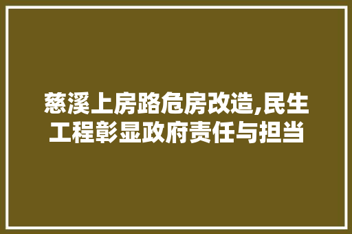 慈溪上房路危房改造,民生工程彰显政府责任与担当