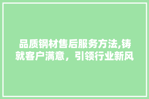 品质钢材售后服务方法,铸就客户满意，引领行业新风尚