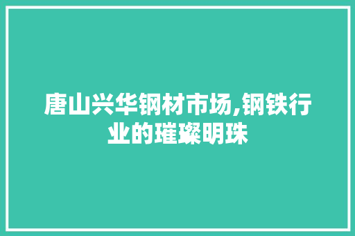 唐山兴华钢材市场,钢铁行业的璀璨明珠