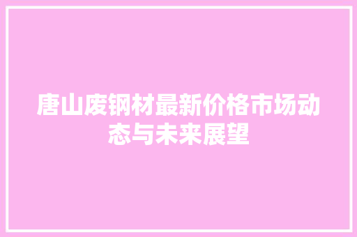 唐山废钢材最新价格市场动态与未来展望