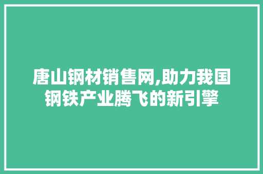唐山钢材销售网,助力我国钢铁产业腾飞的新引擎