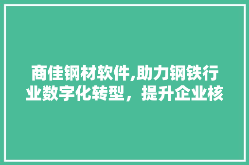 商佳钢材软件,助力钢铁行业数字化转型，提升企业核心竞争力
