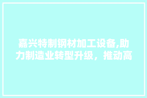嘉兴特制钢材加工设备,助力制造业转型升级，推动高质量发展