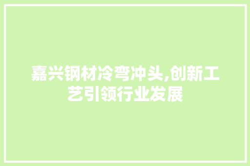 嘉兴钢材冷弯冲头,创新工艺引领行业发展
