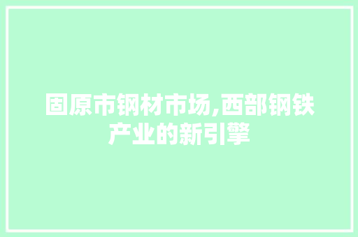 固原市钢材市场,西部钢铁产业的新引擎