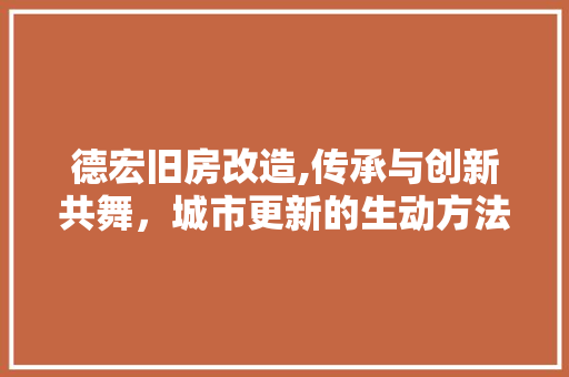 德宏旧房改造,传承与创新共舞，城市更新的生动方法
