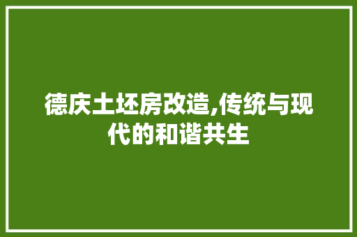 德庆土坯房改造,传统与现代的和谐共生