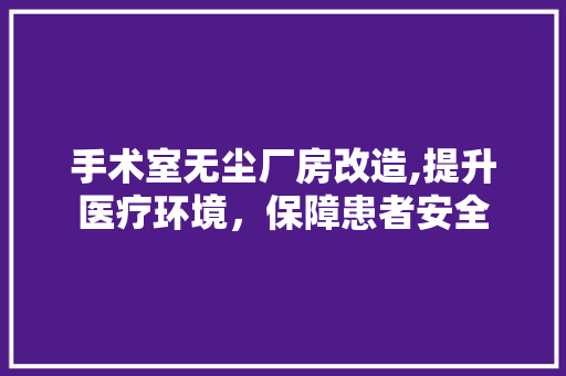 手术室无尘厂房改造,提升医疗环境，保障患者安全