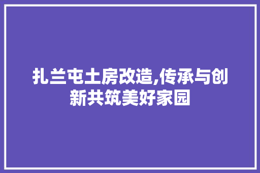扎兰屯土房改造,传承与创新共筑美好家园