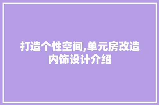 打造个性空间,单元房改造内饰设计介绍