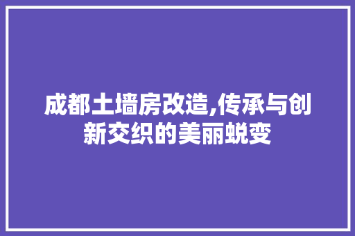 成都土墙房改造,传承与创新交织的美丽蜕变