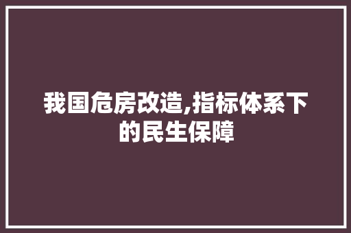 我国危房改造,指标体系下的民生保障
