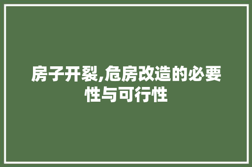 房子开裂,危房改造的必要性与可行性