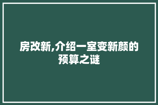房改新,介绍一室变新颜的预算之谜 隔断设计 房改新,介绍一室变新颜的预算之谜 隔断设计