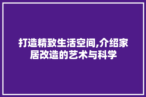 打造精致生活空间,介绍家居改造的艺术与科学 景观设计