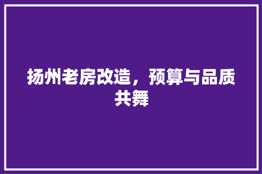 扬州老房改造，预算与品质共舞