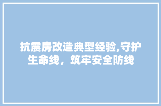 抗震房改造典型经验,守护生命线，筑牢安全防线