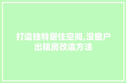 打造独特居住空间,没窗户出租房改造方法