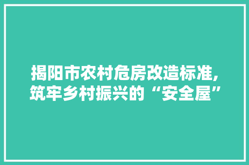 揭阳市农村危房改造标准,筑牢乡村振兴的“安全屋”