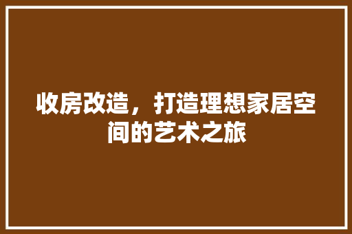 收房改造，打造理想家居空间的艺术之旅