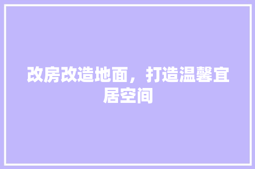 改房改造地面，打造温馨宜居空间