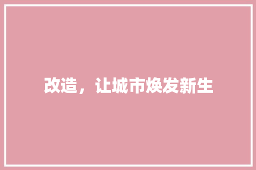 改造，让城市焕发新生