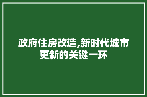 政府住房改造,新时代城市更新的关键一环 庭院装修 政府住房改造,新时代城市更新的关键一环 庭院装修