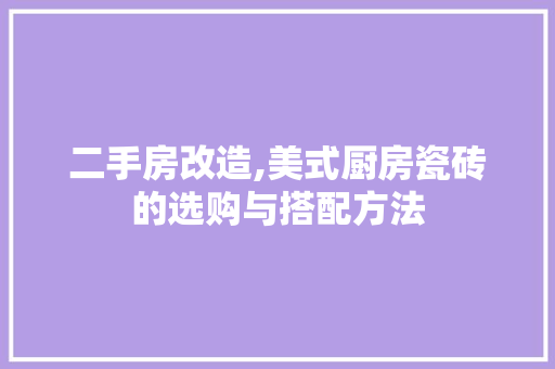 二手房改造,美式厨房瓷砖的选购与搭配方法