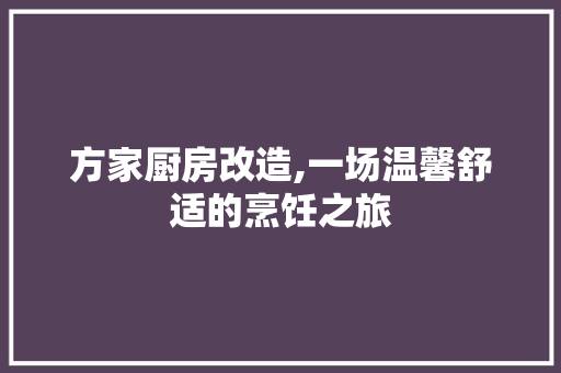 方家厨房改造,一场温馨舒适的烹饪之旅 墙面装饰