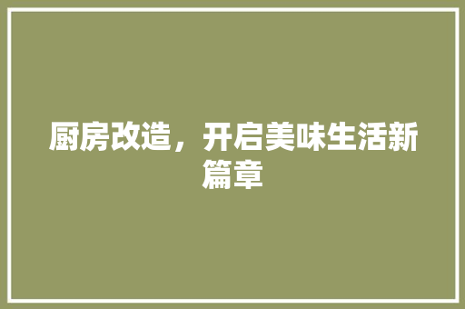 厨房改造，开启美味生活新篇章 地面装修
