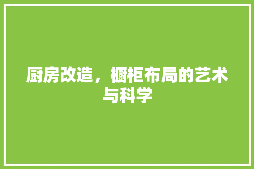 厨房改造，橱柜布局的艺术与科学