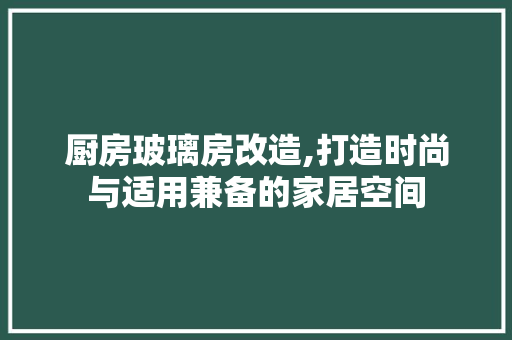 厨房玻璃房改造,打造时尚与适用兼备的家居空间 隔断设计