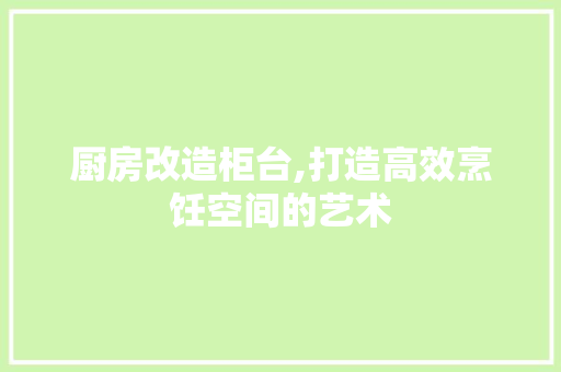 厨房改造柜台,打造高效烹饪空间的艺术 装修攻略