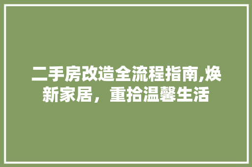 二手房改造全流程指南,焕新家居，重拾温馨生活