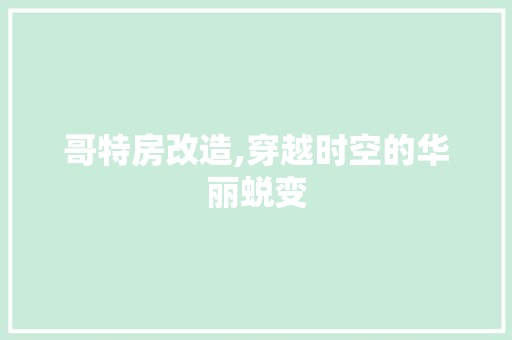 哥特房改造,穿越时空的华丽蜕变