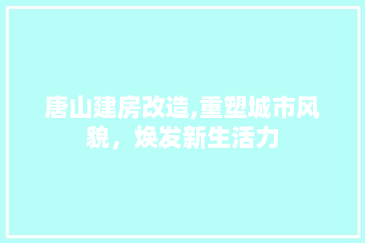 唐山建房改造,重塑城市风貌，焕发新生活力