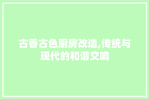 古香古色厨房改造,传统与现代的和谐交响