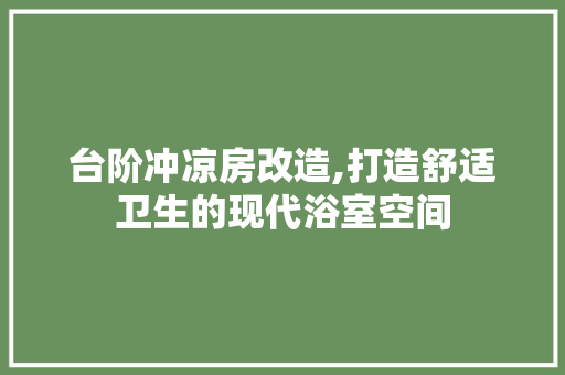 台阶冲凉房改造,打造舒适卫生的现代浴室空间