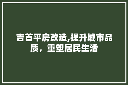 吉首平房改造,提升城市品质，重塑居民生活