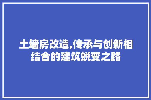 土墙房改造,传承与创新相结合的建筑蜕变之路