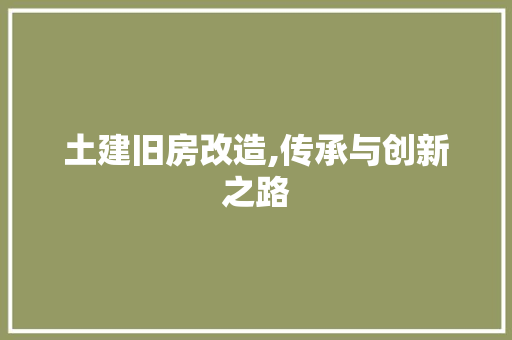 土建旧房改造,传承与创新之路 装修攻略