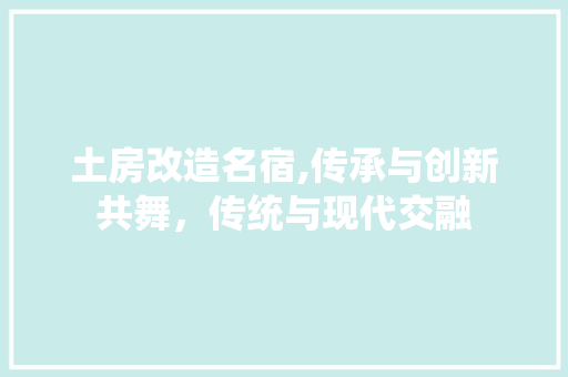 土房改造名宿,传承与创新共舞，传统与现代交融