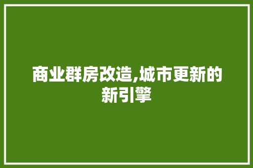 商业群房改造,城市更新的新引擎