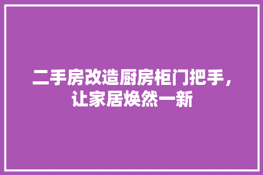 二手房改造厨房柜门把手，让家居焕然一新