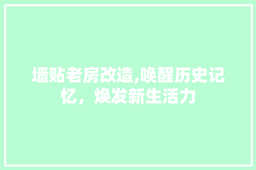墙贴老房改造,唤醒历史记忆，焕发新生活力