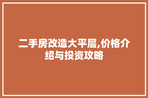 二手房改造大平层,价格介绍与投资攻略