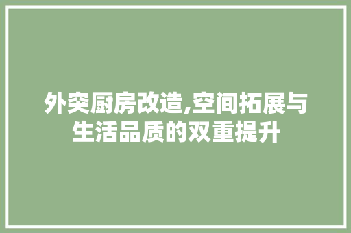 外突厨房改造,空间拓展与生活品质的双重提升